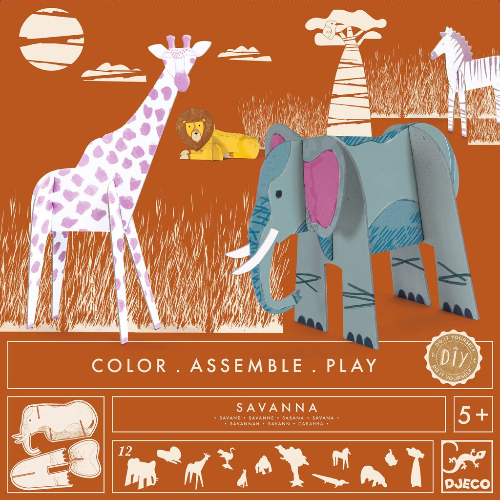 figurki z tektury do kolorowania i składania zwierzęta afryka sawanna słoń żyrafa zestaw djeco sklep stacjonarny warszawa