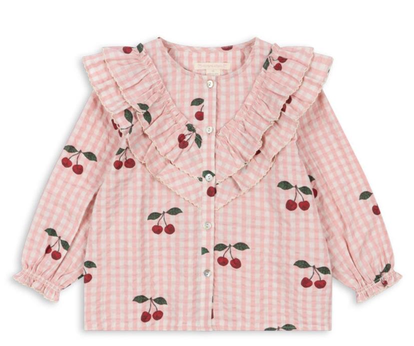 Koszula KIM FRILL BLOUSE GOTS - CHERRY CHECK