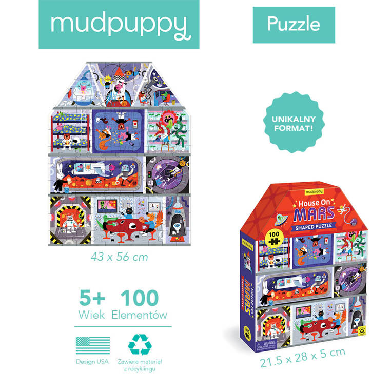Mudpuppy, Puzzle konturowe Dom na Marsie 100 elementów 5+